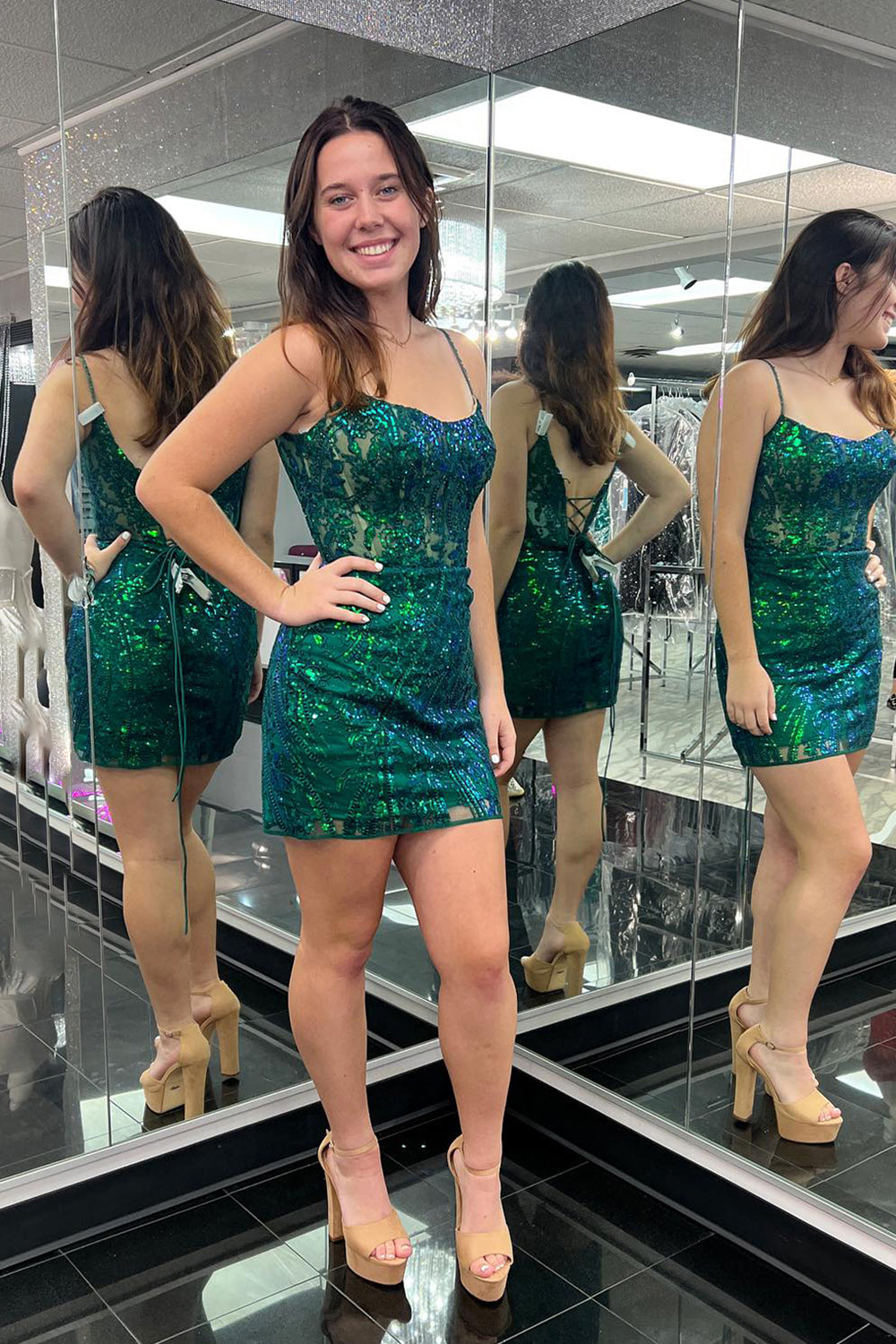 Sparkly Fuchsia Corset Tight Short Homecoming Dress/Mini Dress with Lace