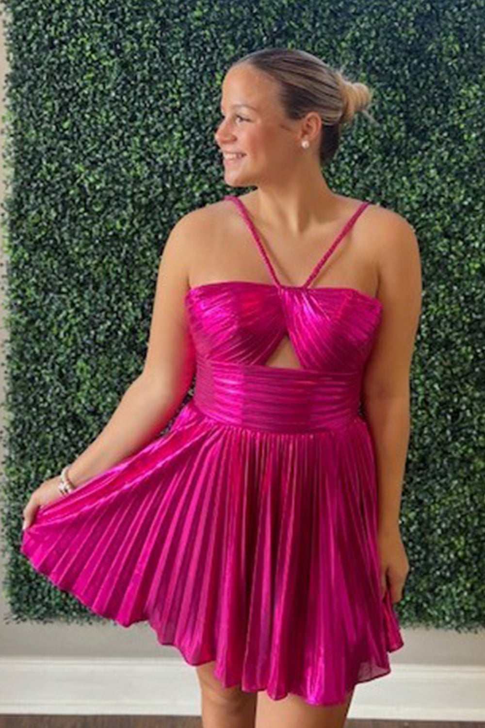 Dark Purple A Line Halter Short Homecoming Dress/Mini Dress