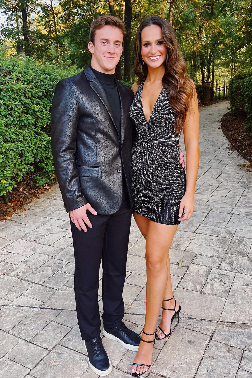 Sparkly Black Beaded Tight Halter Short Homecoming Dress/Mini Dress