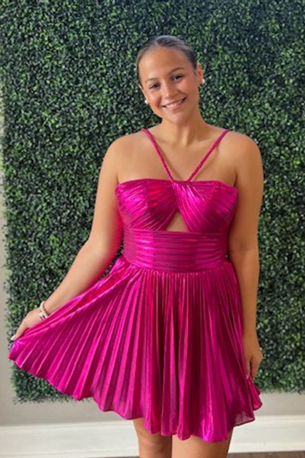 Golden A Line Halter Short Homecoming Dress/Mini Dress