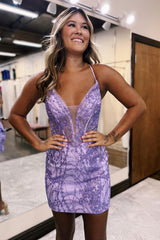 Sparkly Navy Corset Sequins Tight Short Homecoming Dress/Mini Dress