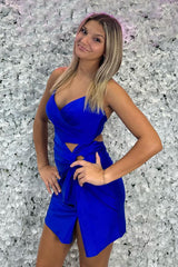 Royal Blue Sweetheart Lace Up Back Bodycon Homecoming Dress/Mini Dress