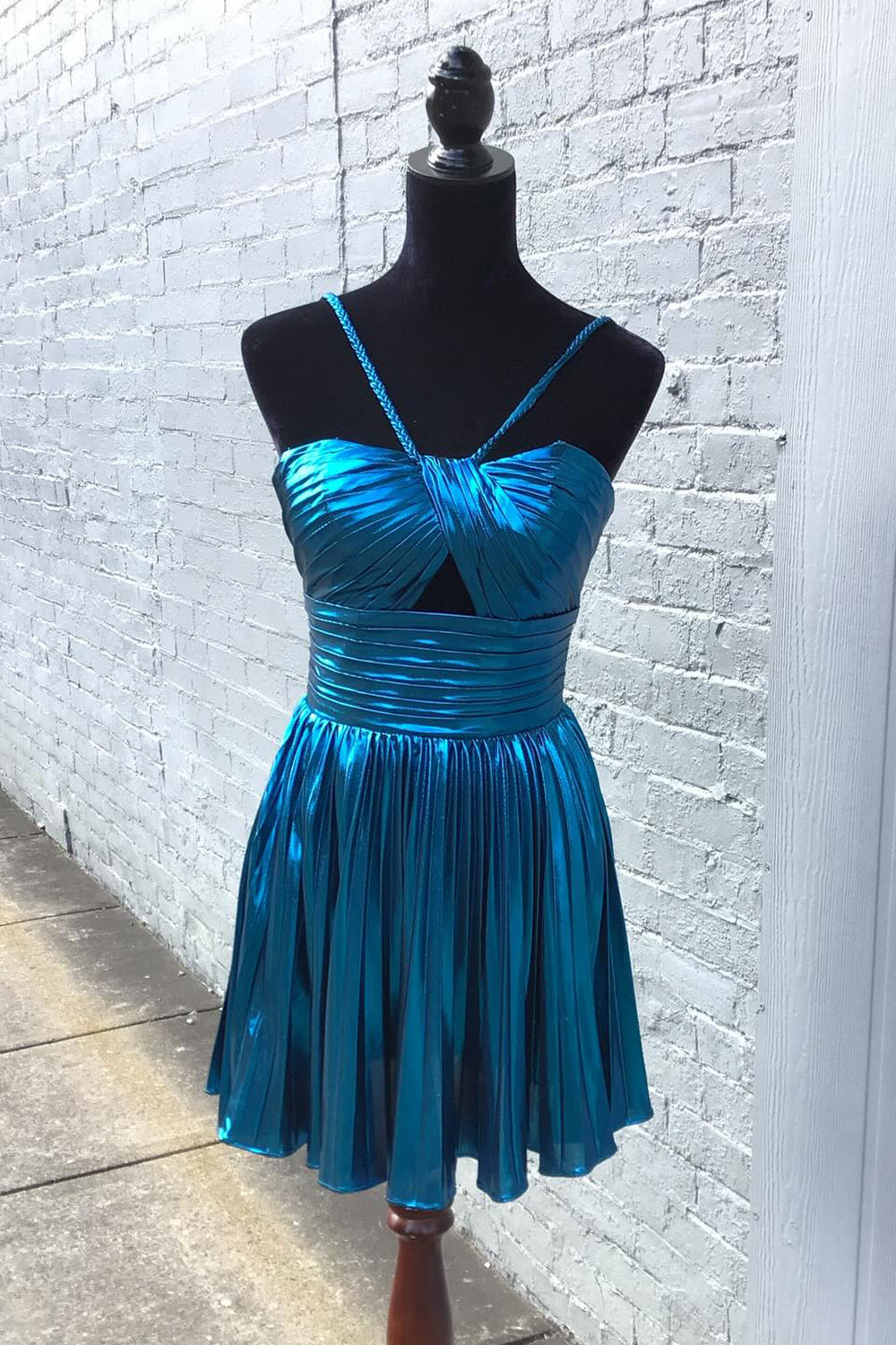 Silver A Line Halter Short Homecoming Dress/Mini Dress