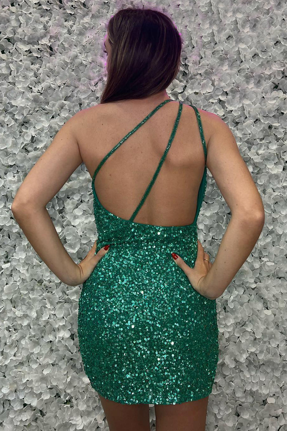 Sparkly Green Backless Tight Short Homecoming Dress/Mini Dress With Sequins
