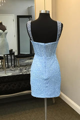 Sparkly Blue Sequins Corset Bodycon Homecoming Dress/Mini Dress