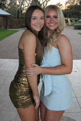 Golden Tiered Short Tight Homecoming Dress/Mini Dress
