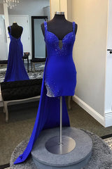 Sparkly Royal Blue Tight Short Homecoming Dress/Mini Dress With Beadings
