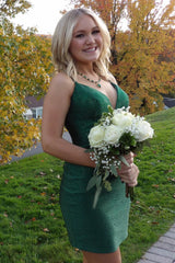 Sparkly Red Spaghetti Straps Beaded Tight Short Homecoming Dress/Mini Dress