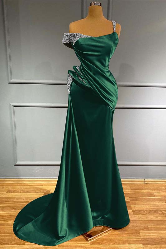 Long Mermaid Off-The-Shoulder Ruffles Evening Dress With Beads