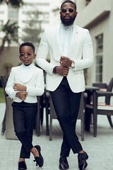 Slim Fit Chic Abraham White Jacquard Shawl Lapel Wedding Men's Suits