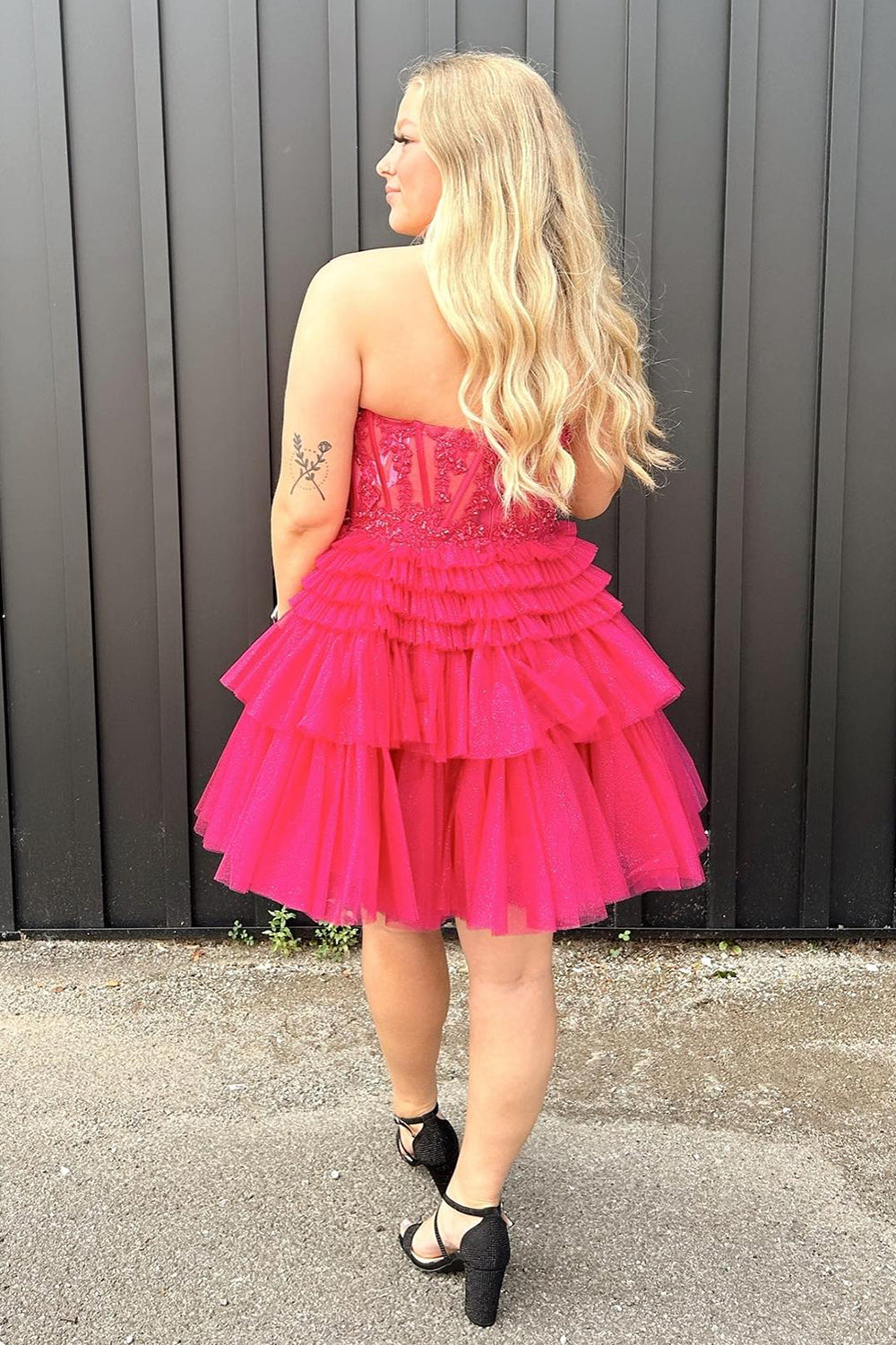 Sparkly Lilac Corset A Line Tiered Short Homecoming Dress/Mini Dress with Lace