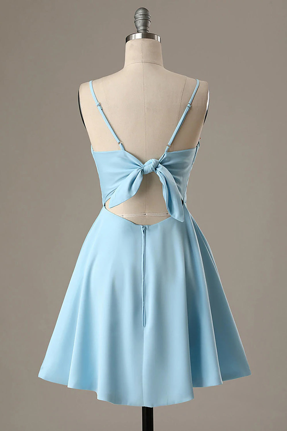 Simple Blue Open Back A Line Homecoming Dress/Mini Dress
