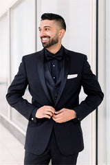 Formal Best One-Button Black Shawl Lapel Men's Suits for Wedding Groomsmen Suits