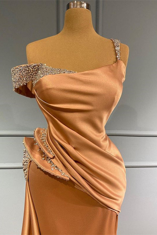 Long Mermaid Off-The-Shoulder Ruffles Evening Dress With Beads