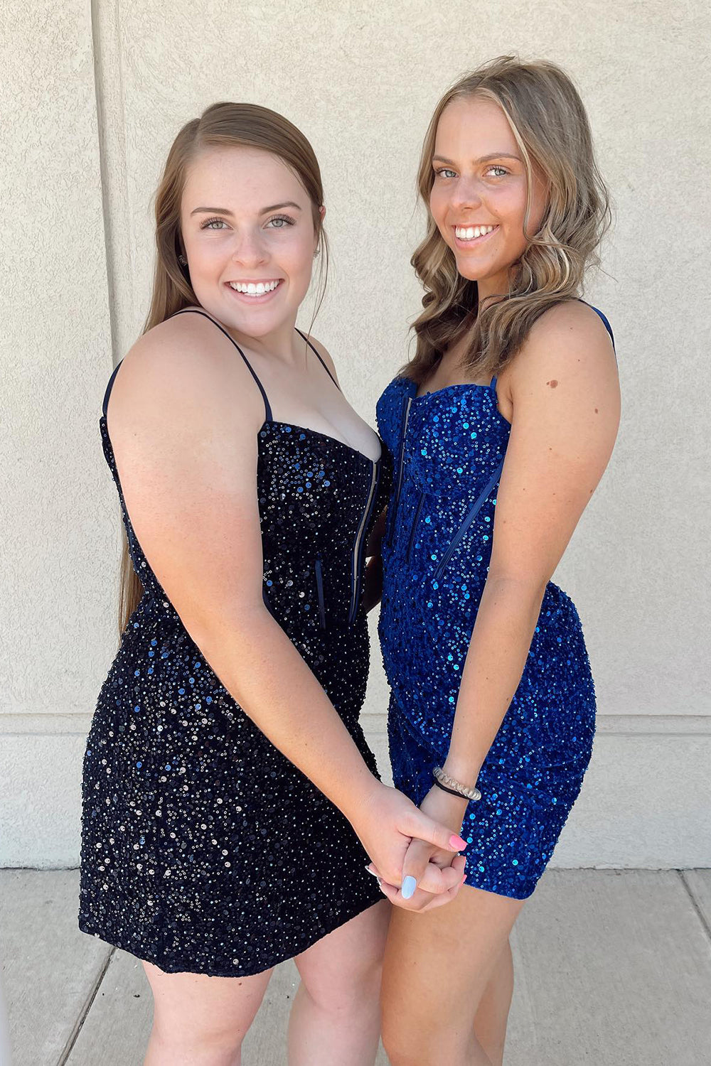 Glitter Royal Blue Corset Tight Short Sequins Homecoming Dress/Mini Dress