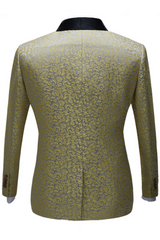 Gentle One-Button Wedding Suit with Jacquard Black Shawl Lapel