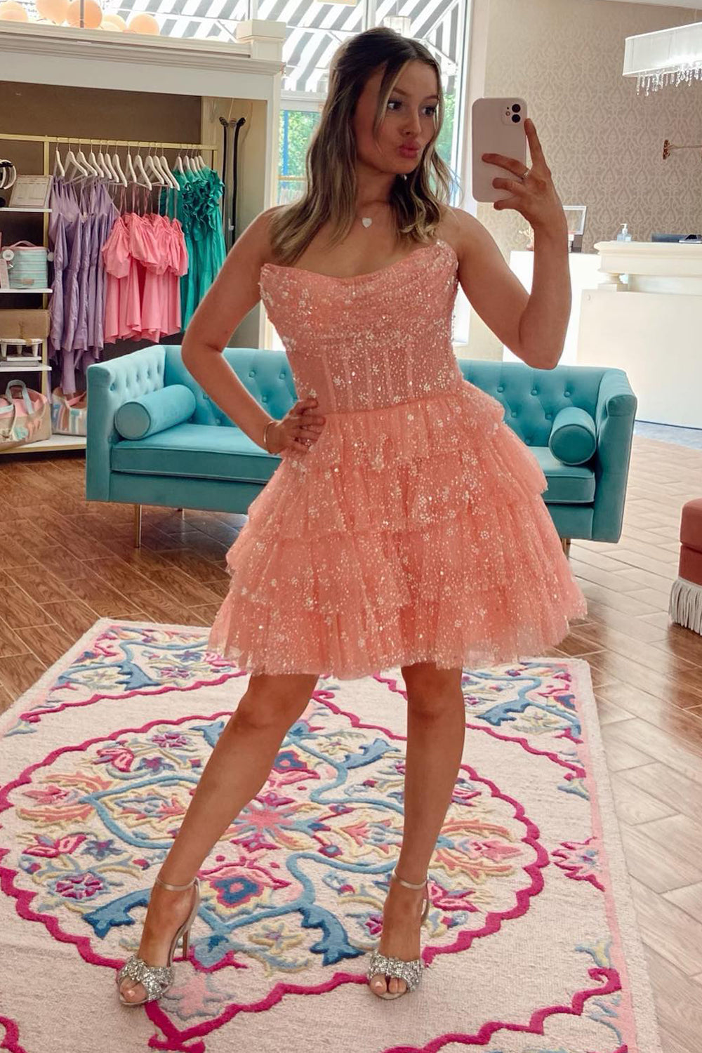 Lilac Corset A-Line Short Tulle Homecoming Dress/Mini Dress