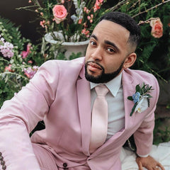 Pink Notched Lapel Two-Piece Slim Fit Dinner Prom Suits for Guys