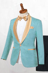 Stylish Jacquard Wedding Suit with Shawl Lapel for Men