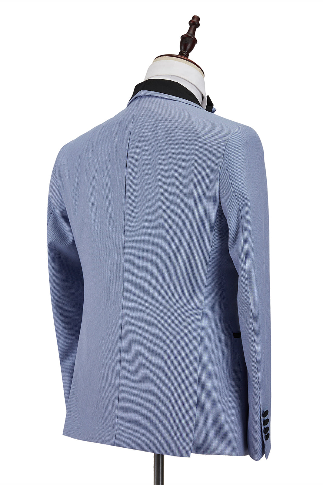 Modern Light Blue Stitching Black Shawl-Lapel One-Button Men's Formal Suit for Weddings