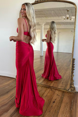 Stylish Red Long Prom Dress with Mermaid Silhouette and Keyhole Detail