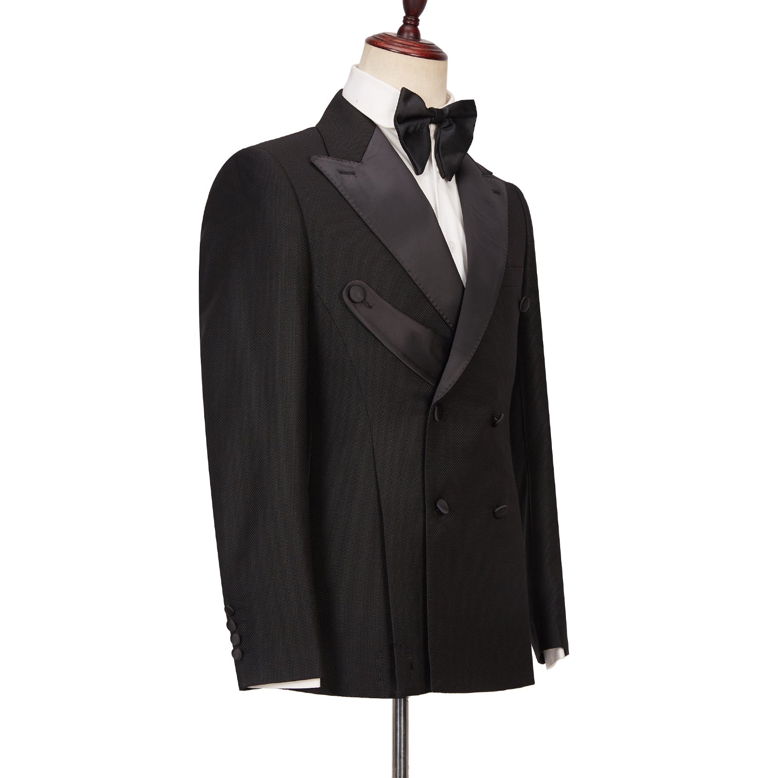 Latest Design Best-Fitted Black Double-Breasted Peaked Lapel Men's Suits