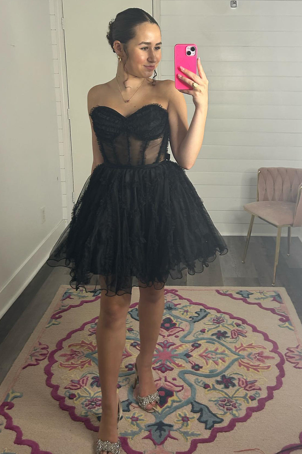 Lavender Corset Sweetheart A-Line Short Tulle Homecoming Dress/Mini Dress