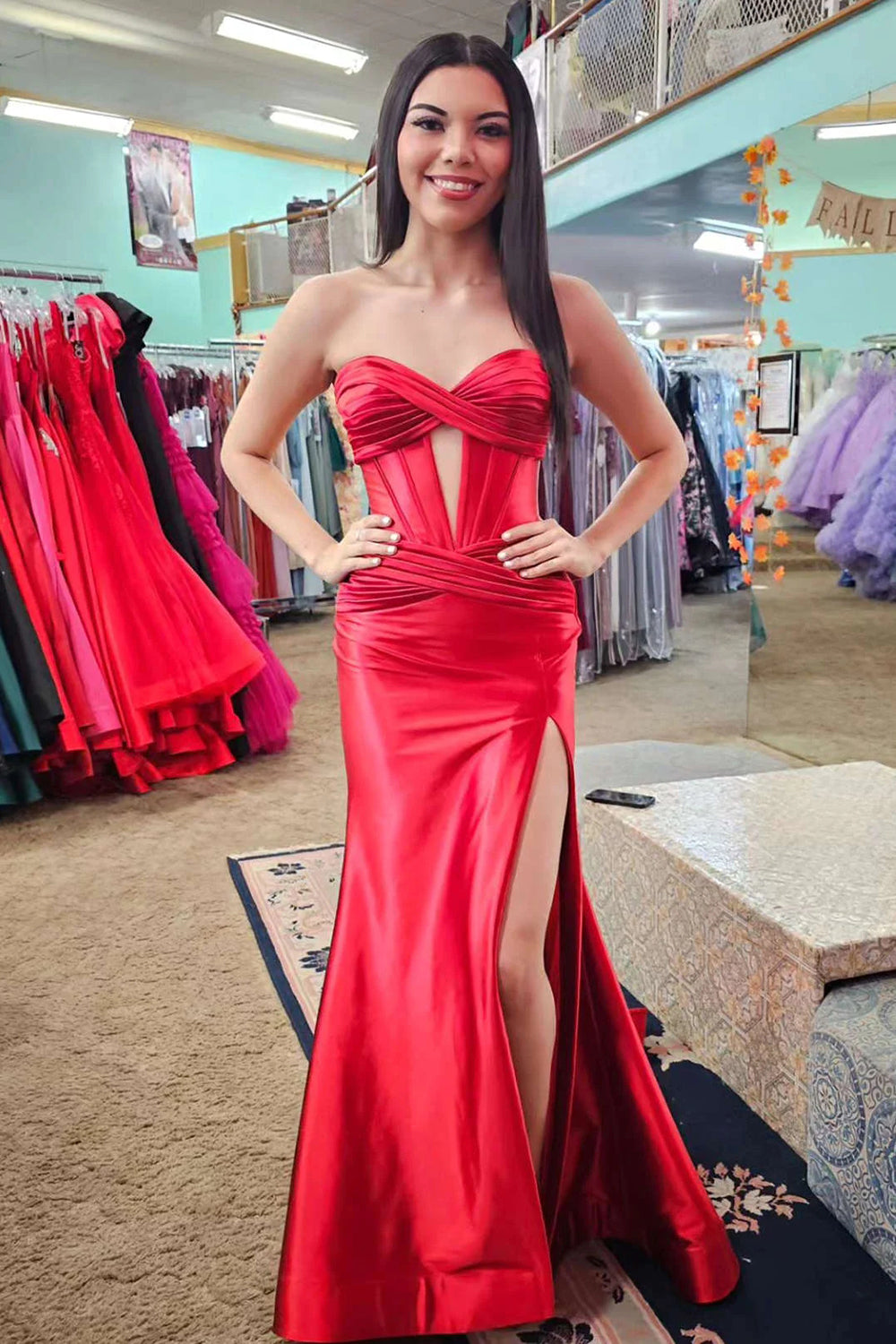 Elegant Blue Mermaid Sweetheart Corset Prom Gown Featuring a Front Split