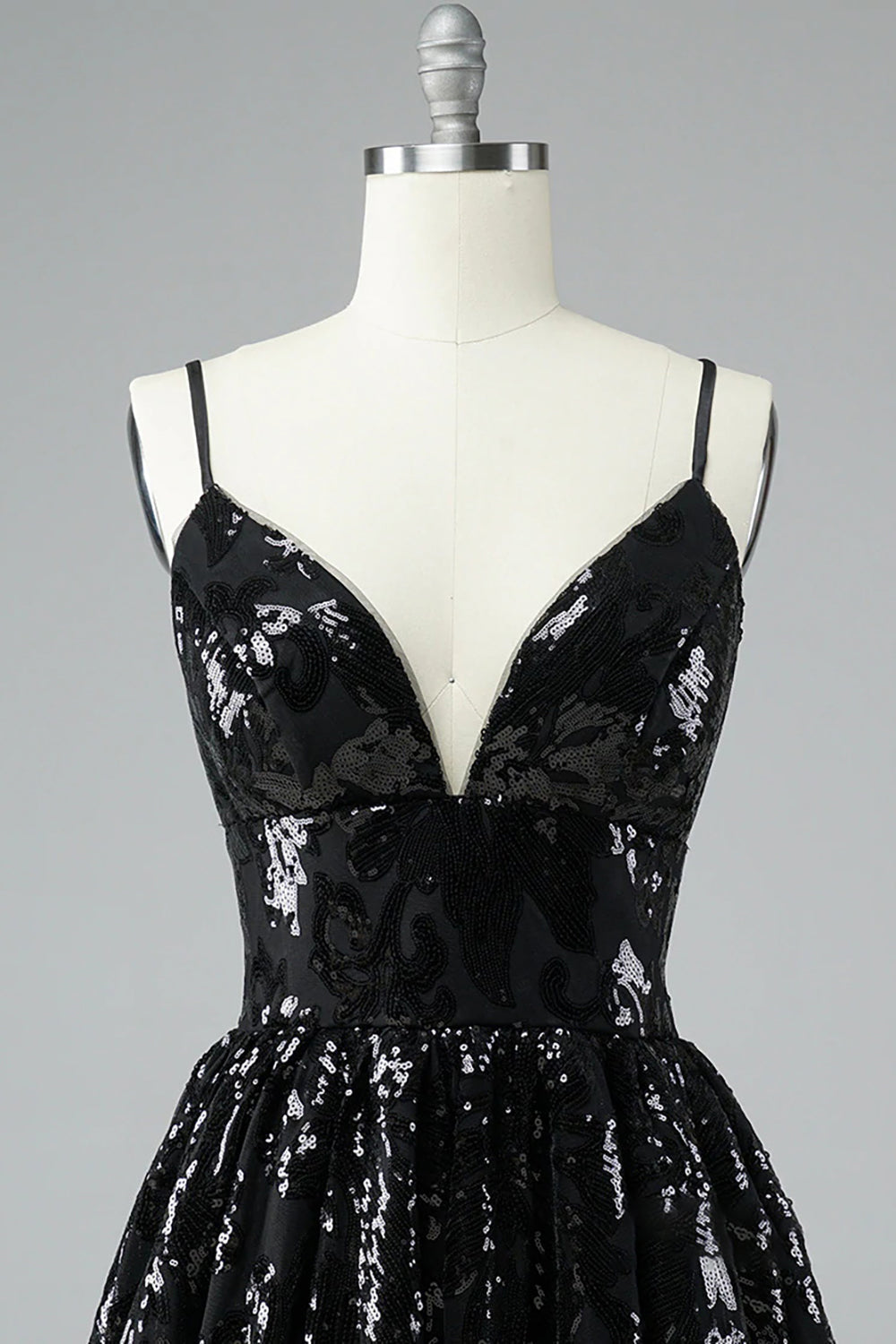 Glitter Black Lace Sequins Homecoming Dress/Mini Dress