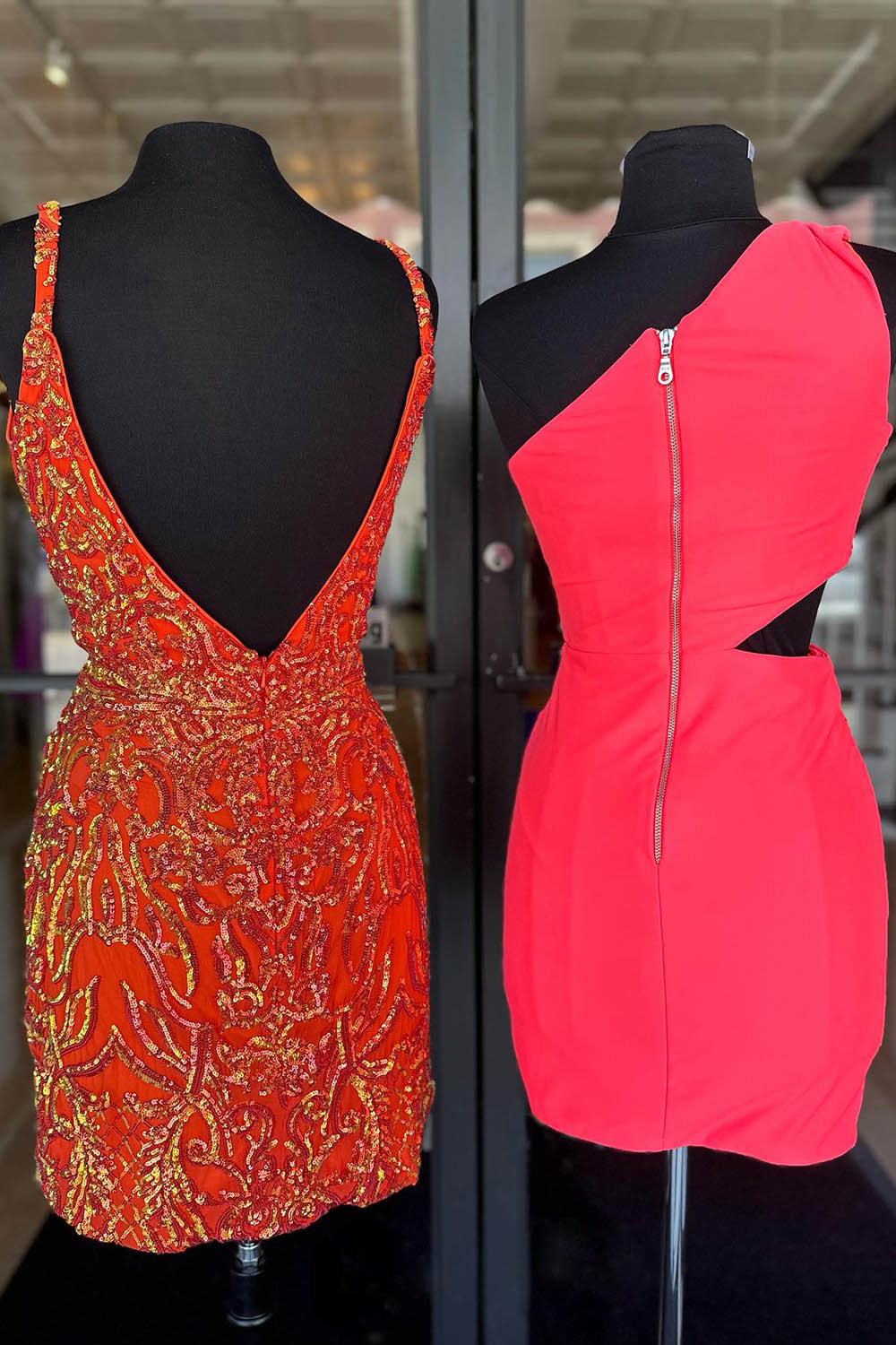 Simple Coral Cut Out Tight Short Homecoming Dress/Mini Dress