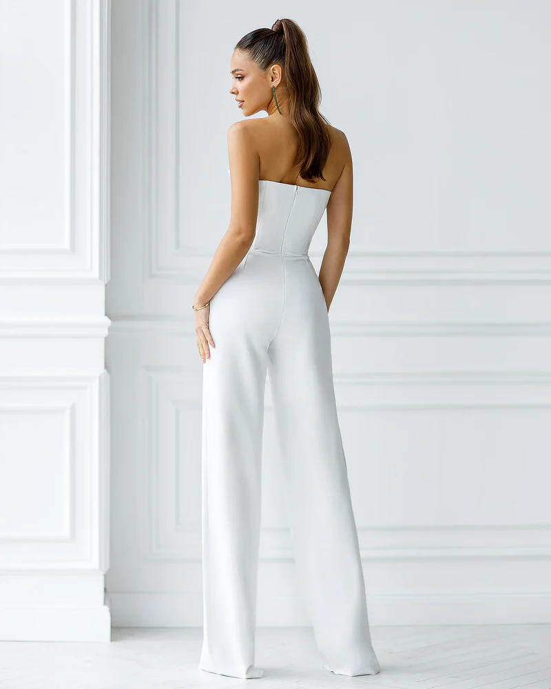 Gorgeous Strapless White Jump Suit