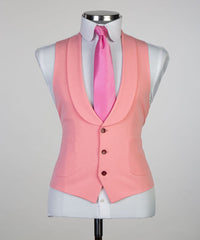Dick Fashion Pink Peaked Lapel Slim Fit Three-Piece Men's Suits for Prom
