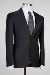 Elegant Slim Fit Black Peaked Lapel Wedding Tuxedo with Three-Piece