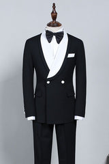 Clement Slim Fit New Black and White Bespoke Wedding Suit for Grooms