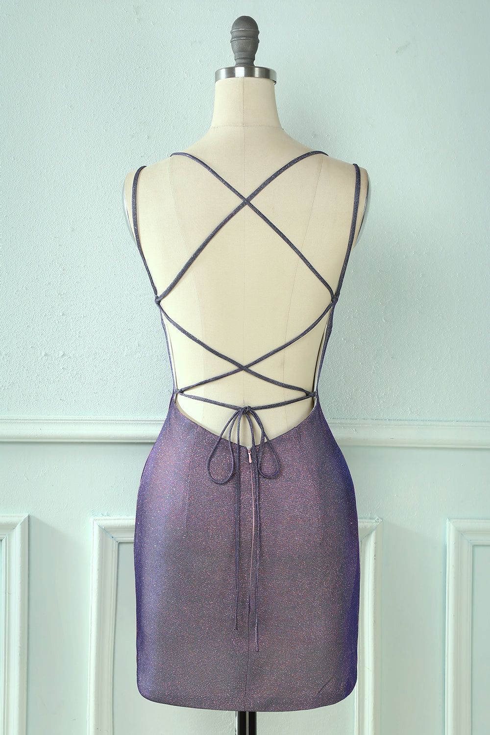 Glitter Tight Purple Homecoming Dress/Mini Dress