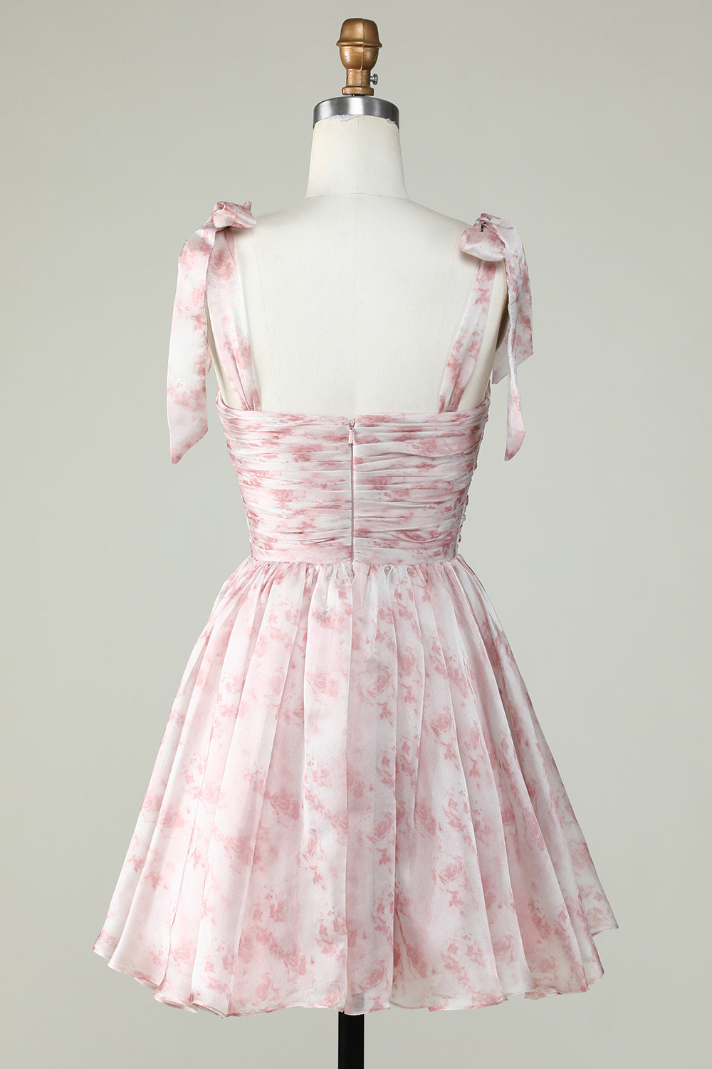 Pink Floral Print A-Line Short Homecoming Dress/Mini Dress