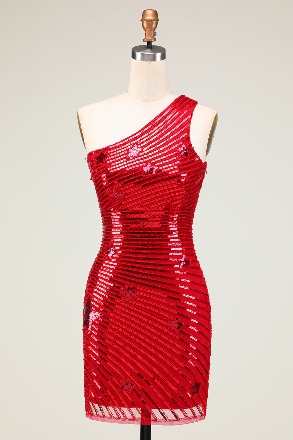 Sparkly Red Sequins Stars Tight Short Homecoming Dress/Mini Dress