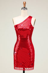 Sparkly Red Sequins Stars Tight Short Homecoming Dress/Mini Dress