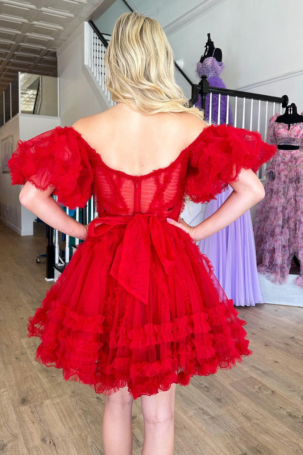 Fuchsia Corset A-Line Short Homecoming Dress/Mini Dress