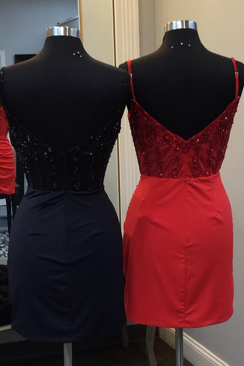Sparkly Red Corset Sequin Tight Homecoming Dress/Mini Dress