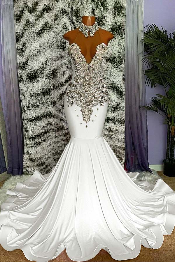 Pink Sleeveless Beading Mermaid Evening Dress