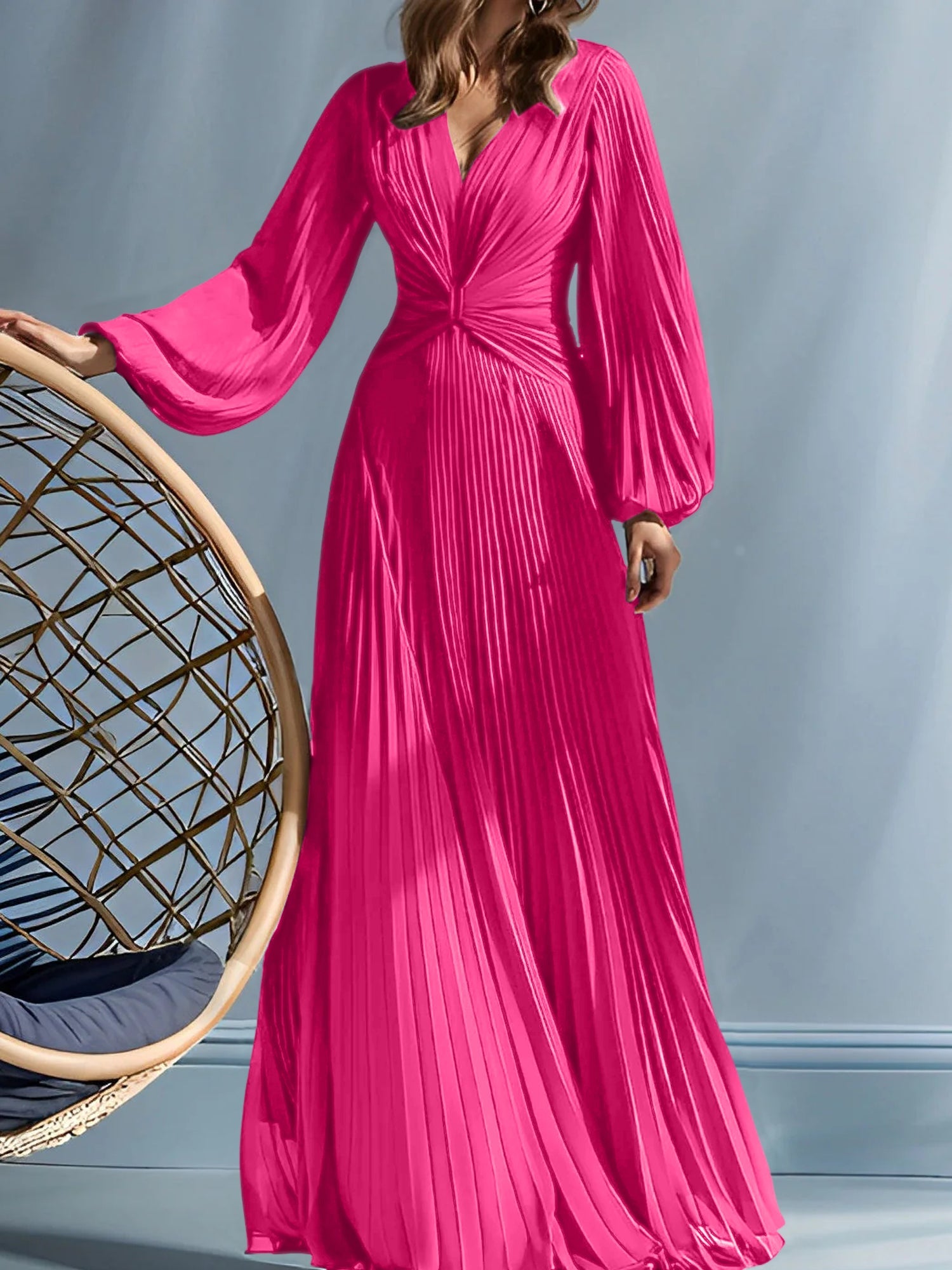V-Neck A-Line Princess Gown for the Mother of the Bride with Ruched Detail