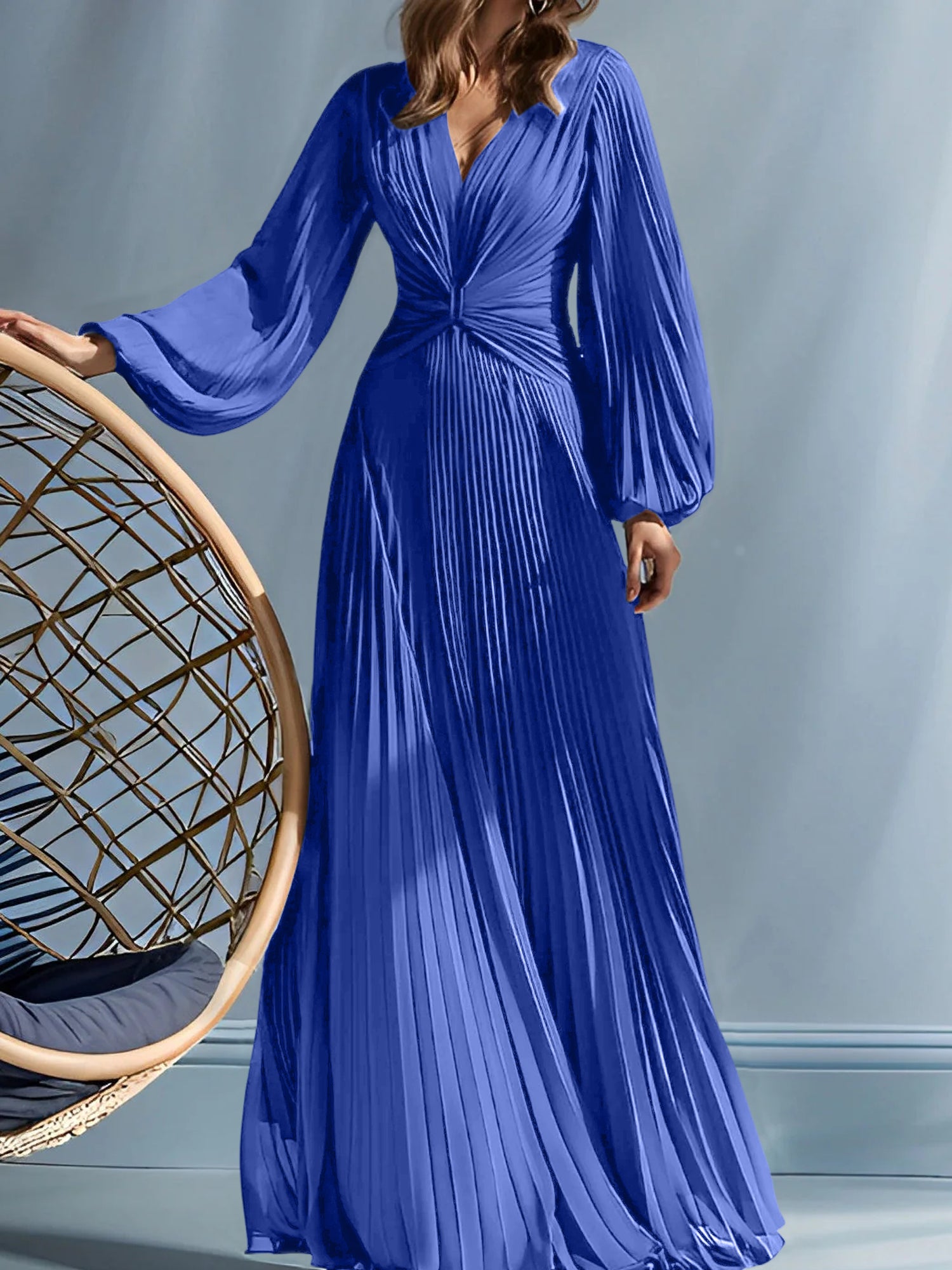 V-Neck A-Line Princess Gown for the Mother of the Bride with Ruched Detail