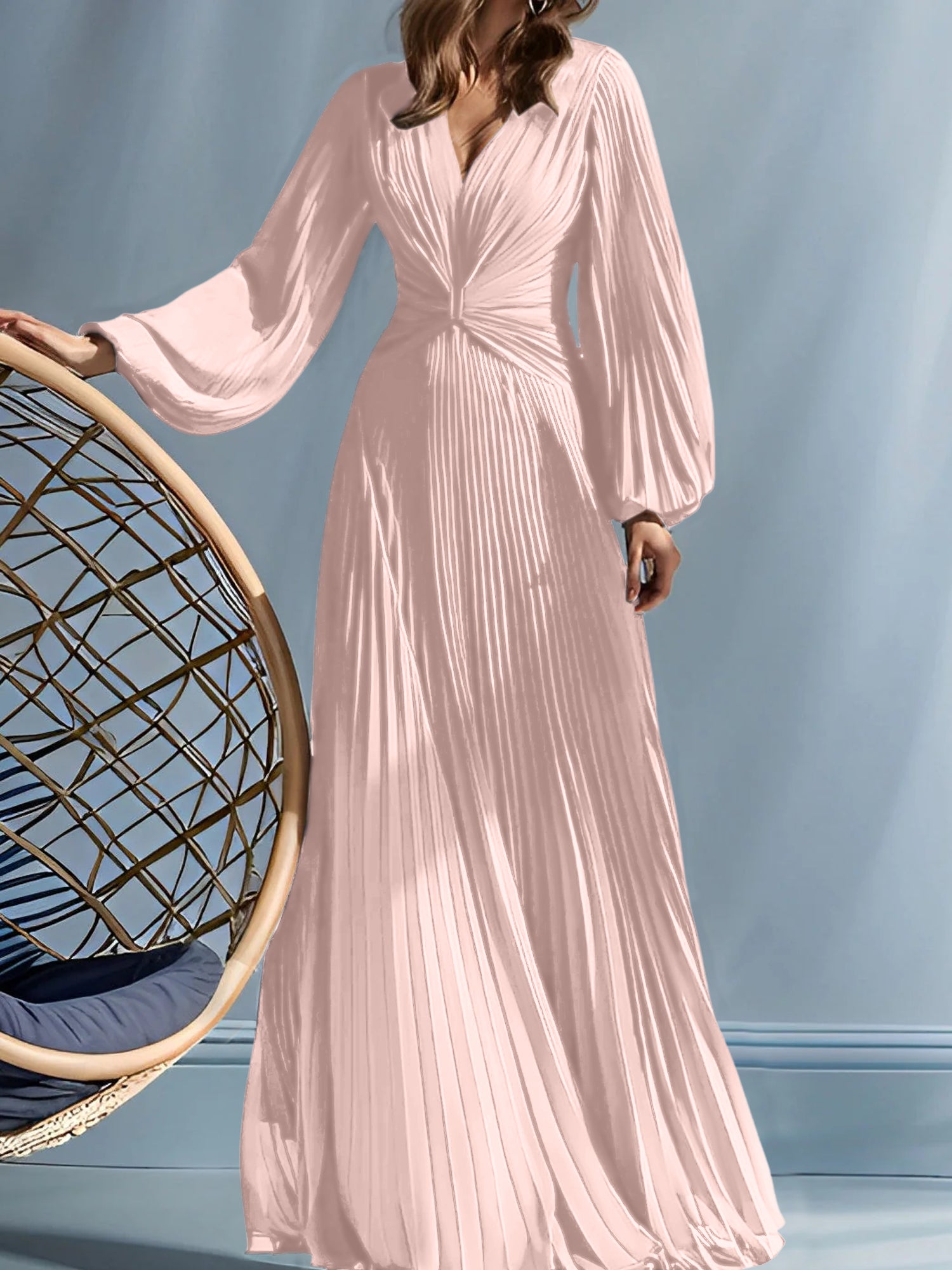 V-Neck A-Line Princess Gown for the Mother of the Bride with Ruched Detail