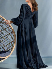 Plus Size V-Neck A-Line Princess Gown for the Mother of the Bride with Ruched Detail
