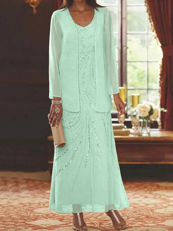 Jacketed Mother of the Bride & Groom Sheath/Column Dresses with Sequins