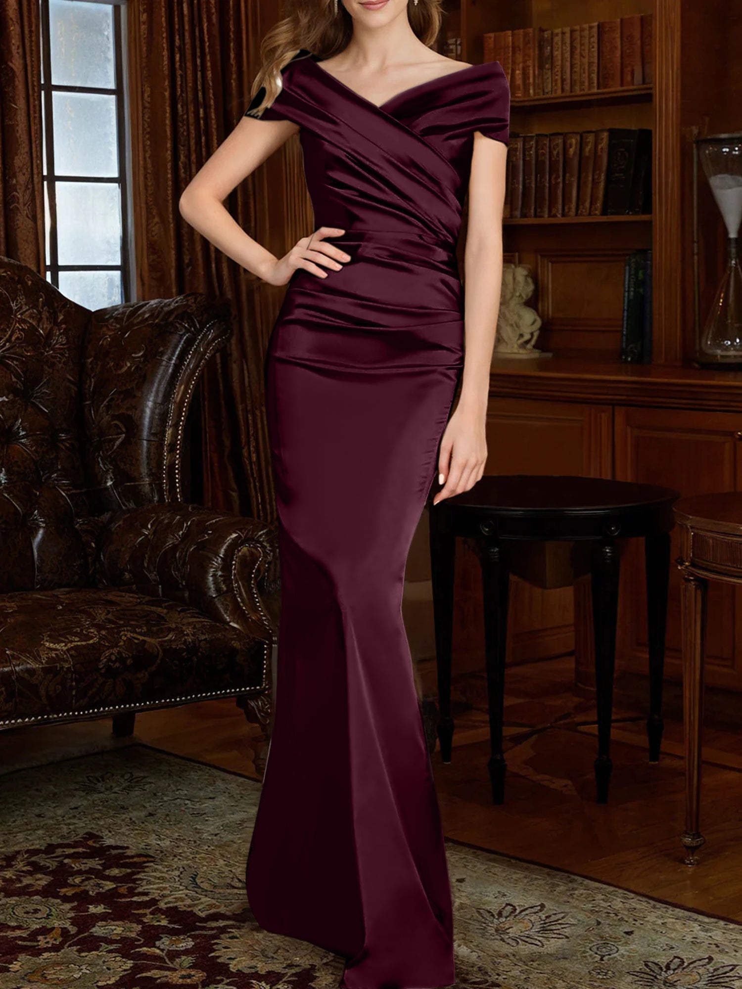 Off-the-Shoulder Column Gowns for the Mother of the Bride