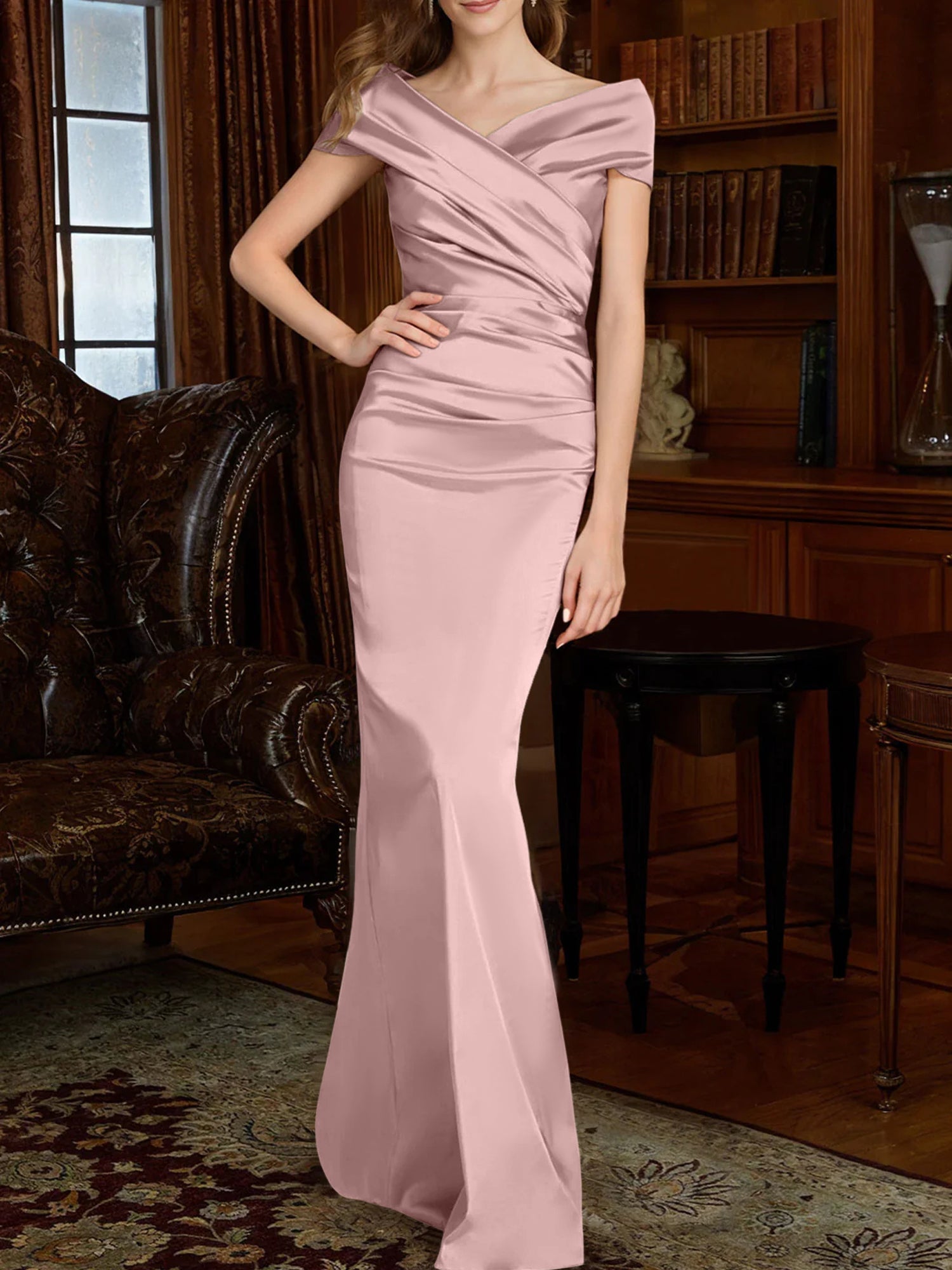 Off-the-Shoulder Column Gowns for the Mother of the Bride