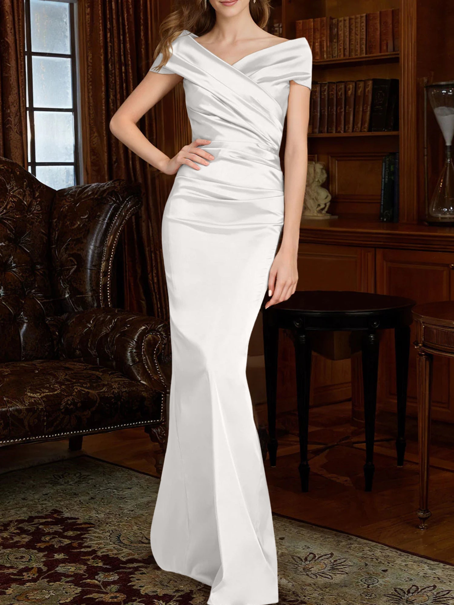Off-the-Shoulder Column Gowns for the Mother of the Bride