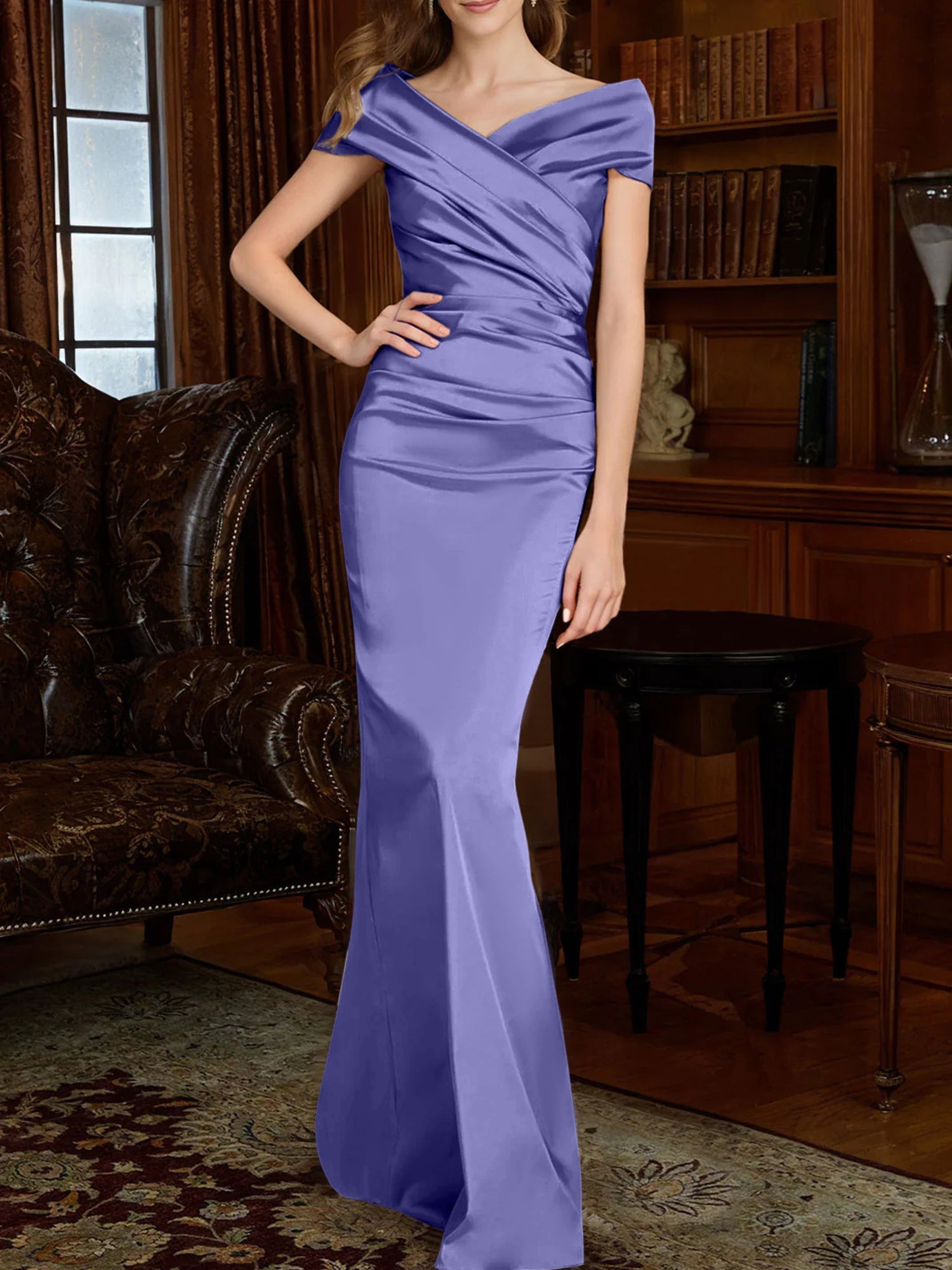 Off-the-Shoulder Column Gowns for the Mother of the Bride